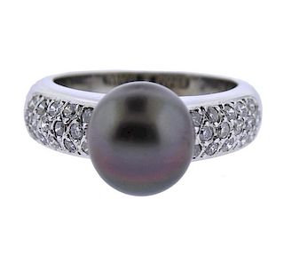 14K Gold Diamond Tahitian Pearl Ring