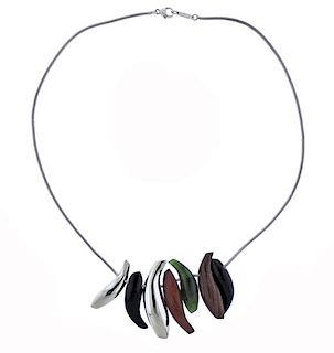 Tiffany &amp; Co Gehry Sterling Colored Stone Fish Necklace