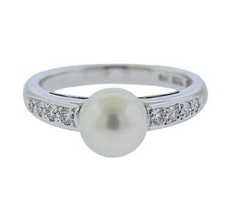 Mikimoto 18K Gold Diamond Pearl Ring