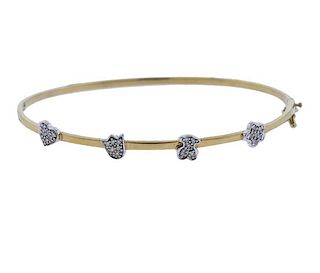Tous 18k Gold Diamond Bangle Bracelet 