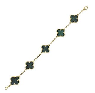 Van Cleef &amp; Arpels Alhambra Malachite Gold Bracelet 