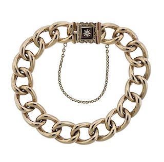 14K Gold Diamond Link Chain Bracelet