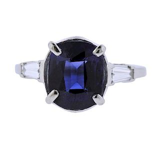 Platinum Diamond Blue Stone Ring