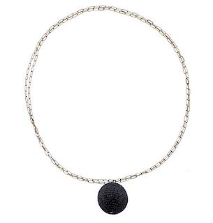 10K Gold Silver Blue Stone Ball Pendant Necklace 