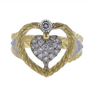 Buccellati Diamond 18k Gold Heart Ring