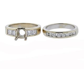 18K 14K Gold Diamond Wedding Engagement Ring Mounting Set