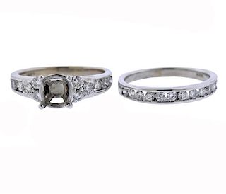 14K Gold Diamond Wedding Engagement Ring Mounting Set