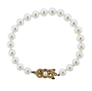 Mikimoto 18K Gold Pearl Bracelet