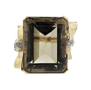 Retro 18K Gold Diamond  Cocktail Ring