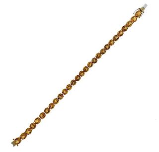 14K Gold Citrine Line Bracelet