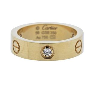 Cartier Love 18K Yellow Gold Diamond Band Ring Sz56
