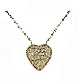 Van Cleef &amp; Arpels 18K Gold Diamond Heart Pendant Necklace