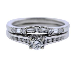 14K Gold Diamond Engagement Wedding Ring Set