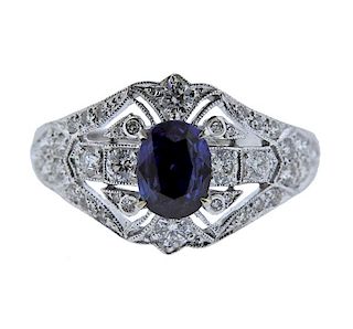18K Gold Diamond Sapphire Ring