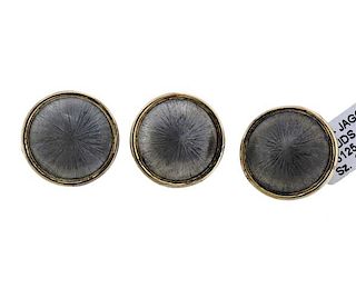 Buccellati 18k Gold Sterling Silver Button Set of 3