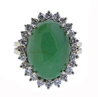 18K Gold Diamond Jade Cocktail Ring