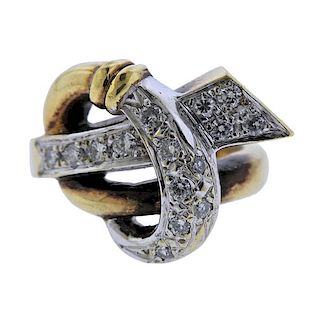 18K Gold Diamond Knot Ring