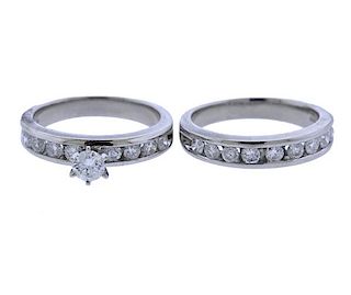 Platinum Diamond Engagement Wedding Ring Set