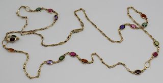 JEWELRY. Italian 18kt Gold & Colored Gem Necklace.
