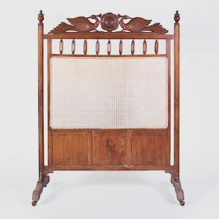 Anglo-Indian Carved Hardwood and Caned Screen