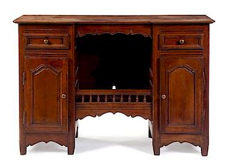 A French Provincial Walnut Server Height 41 1/2 x width 61 x depth 18 1/4 inches.