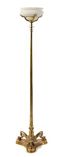 A Neoclassical Gilt Bronze and Alabaster Torchere Height 65 1/2 inches.
