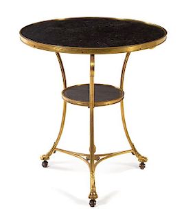 A Neoclassical Gilt Bronze Gueridon Height 29 1/2 x diameter of top 27 1/4 inches.