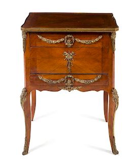 * A Louis XVI Style Gilt Metal Mounted Dressing Table Height 33 1/2 x width 24 x depth 18 1/4 inches.