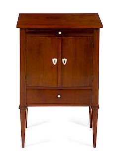 A Directoire Style Mahogany Side Cabinet Height 28 x width 19 x depth 12 3/4 inches.