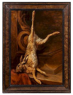 Louis-Antoine-Leon Riesener, (French, 1808-1878), Nature morte au lapin