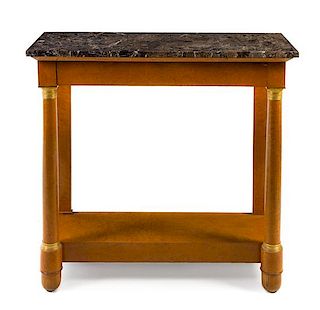 An Empire Style Console Table Height 36 x width 37 x depth 14 5/8 inches.
