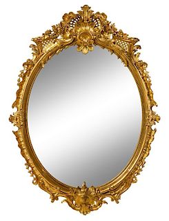A Napoleon III Giltwood Mirror Height 65 x width 48 inches.