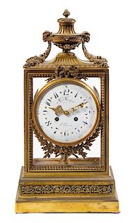 A Napoleon III Gilt Bronze Mantel Clock Height 22 inches.
