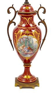 A Sevres Style Porcelain Urn Height 27 inches.