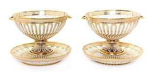 A Pair of French Porcelain Reticulated Baskets and Stands Diameter 10 1/2 inches.
