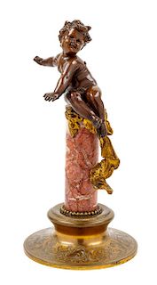 A French Bronze and Marble Figure Height 11 1/2 inches.