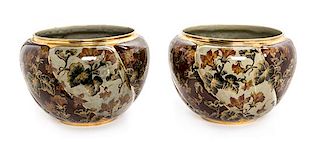 A Pair of French Ceramic Jardinieres Height 11 1/2 inches.