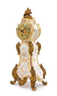 A French Gilt Bronze Mounted Porcelain Clock Height 15 3/4 inches.