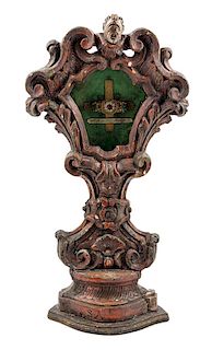 An Italian Carved and Painted Reliquary Height 24 inches.
