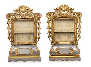 A Pair of Venetian Gilt and Silvered Wood Reliquaries Height 34 inches.