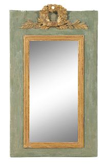 A Continental Painted and Parcel Gilt Mirror Height 50 1/4 inches.