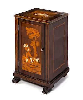 A Northern Italian Inlaid Side Cabinet Height 25 1/4 x width 16 1/2 x depth 16 inches.