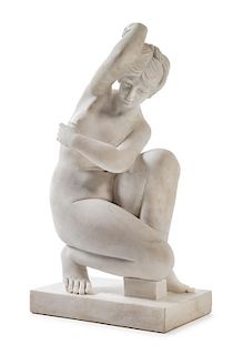 An Italian Marble Figure Height of figure 32 inches.
