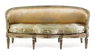A Venetian Painted and Parcel Gilt Canape Width 78 inches.