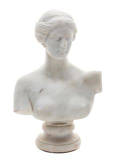 An Italian Marble Bust of Aphrodite Height 12 1/2 inches.