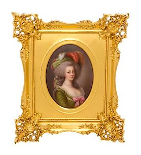 A German Porcelain Plaque Height 6 1/4 x width 4 1/2 inches.