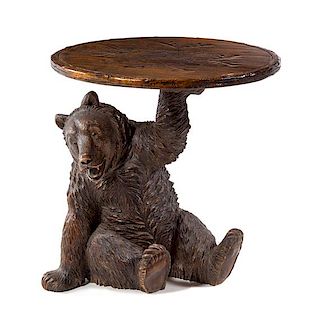 A Black Forest Style Bear Side Table Height 22 inches.