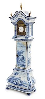 A Diminutive Delft Tall Case Clock Height 26 inches.