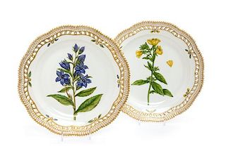 * Two Royal Copenhagen Flora Danica Reticulated Plates Diameter 10 3/4 inches.