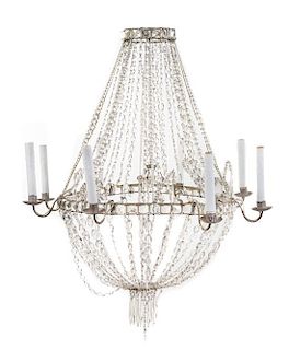 A Continental Beaded Eight-Light Chandelier Height 33 1/2 x diameter 22 inches.